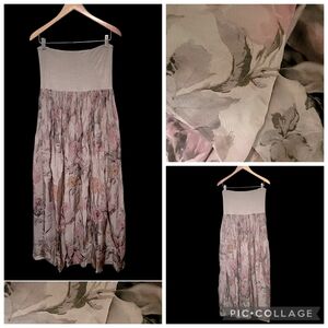 VINTAGE, BELLE FRANCE RAYON, CHIFFON, ANTIQUE ROSE SLEEVELESS DRESS EUC SIZE XL